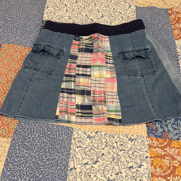 Vintage Dresses & Skirts - Vintage Boomerang A-Line Skirt with Denim and Plaid